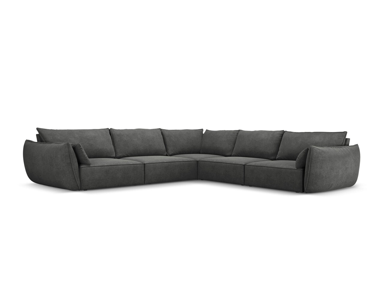 Coltar simetric 7 locuri, Kaelle, Micadoni Home, BL, 286x286x85 cm, poliester chenille, gri inchis - imagine 6